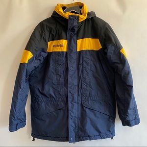 Men’s Columbia blue black yellow jacket sz medium